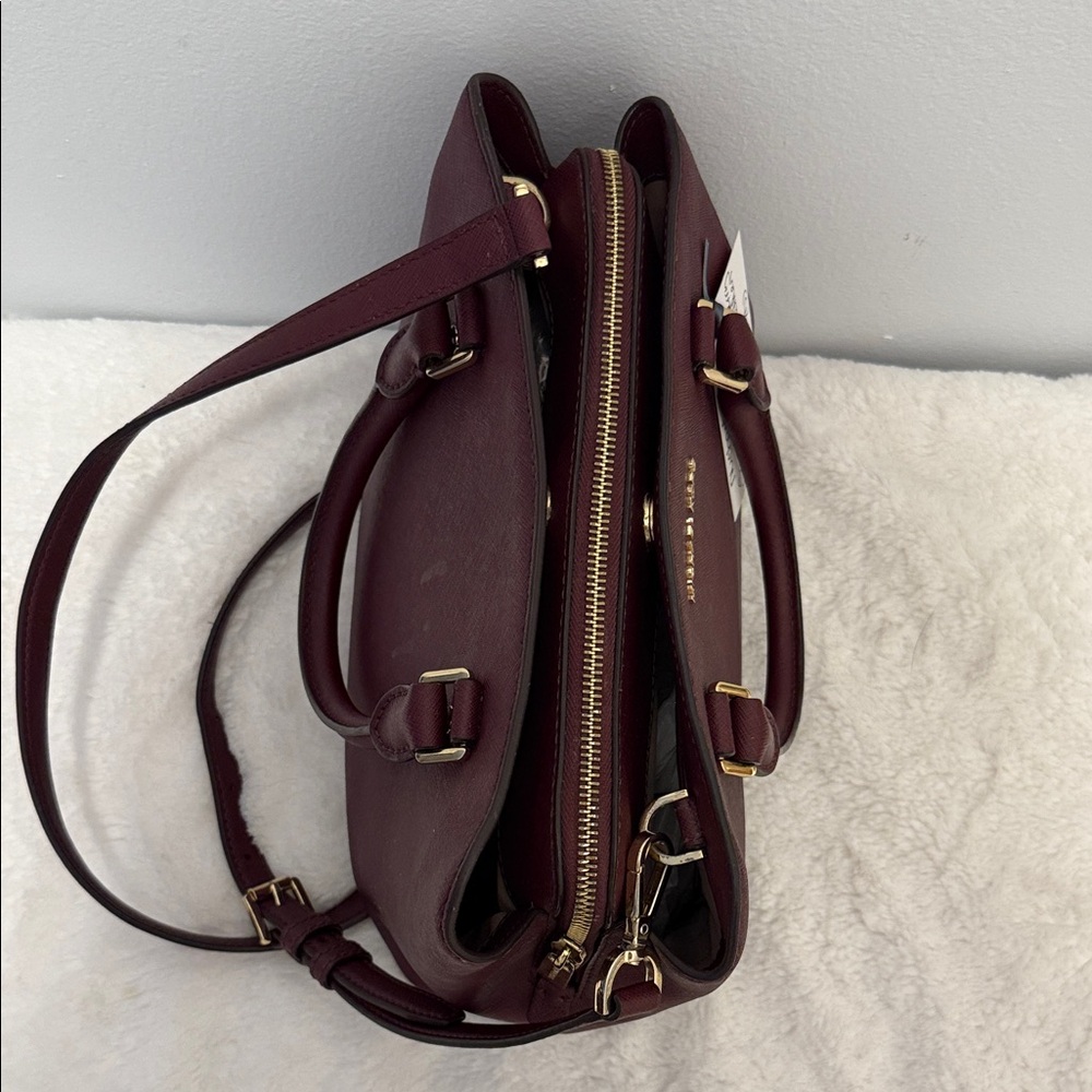 Michael Kors Savannah Satchel w/Crossbody Raspberry/Burgundy - Picture 4 of 6